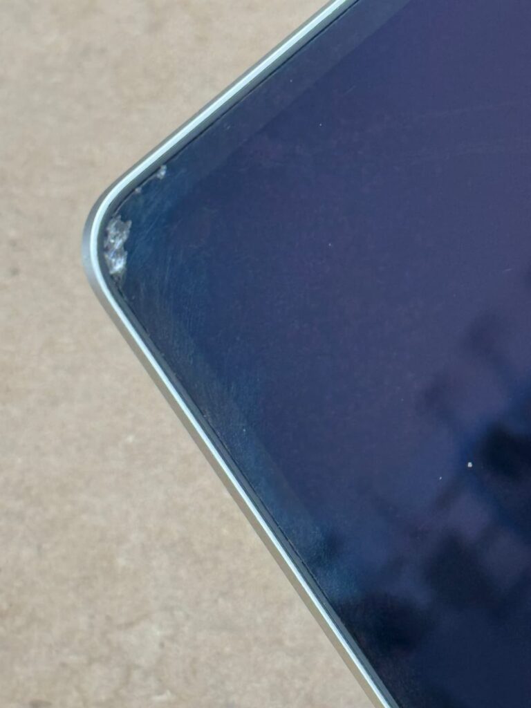 a close up of a cracked screen